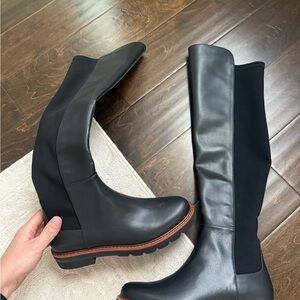 Stuart Weitzman Black Leather City Boot